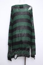 画像4: KILL STAR / ダメージボーダーニット S 黒ｘグリーン S-26-10-19-009-PU-TO-AS-ZS (4)