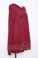 画像2: NieR Clothing / ラメニットフード付きプルオーバー  ワイン S-26-10-19-023-PU-TO-HR-ZS (2)
