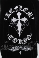 画像4: REFLEM / クロス刺繍半袖ベロアトラックジャケット  黒ｘ白 S-26-10-20-032-PU-JA-HR-ZS (4)