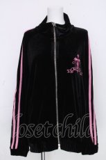画像1: REFLEM / クロス刺繍ベロアジャージ  黒ｘピンク S-26-10-20-033-PU-CO-HR-ZS (1)