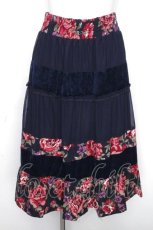 画像1: axes femme / ベロア切替シフォンスカート  紺 S-26-10-20-053-AX-SK-HR-ZS (1)