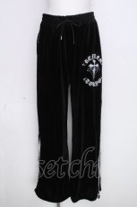 画像1: REFLEM / クロス刺繍ベロアパンツ  黒ｘ白 S-26-10-20-058-PU-CO-HR-ZS (1)
