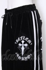 画像3: REFLEM / クロス刺繍ベロアパンツ  黒ｘ白 S-26-10-20-058-PU-CO-HR-ZS (3)