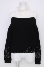 画像1: evelyn / レース切替オフショルニット  黒×白 S-26-10-20-009-LO-TO-TE-ZS (1)