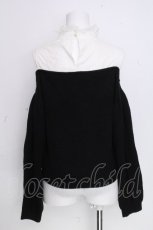 画像2: evelyn / レース切替オフショルニット  黒×白 S-26-10-20-009-LO-TO-TE-ZS (2)