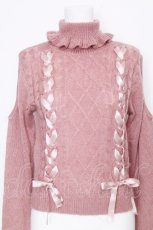 画像3: Ank Rouge / 肩開きレースアップニット  ピンク S-26-10-20-012-CA-TO-HR-ZS (3)