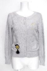 画像1: axes femme POETIQUE / ブローチ付シャギーニットカーディガン M グレー S-26-10-20-025-AX-TO-TE-ZS (1)