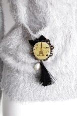 画像4: axes femme POETIQUE / ブローチ付シャギーニットカーディガン M グレー S-26-10-20-025-AX-TO-TE-ZS (4)