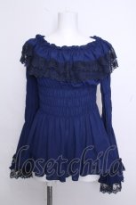 画像1: ATELIER PIERROT / Shirring princess sleeve blouse  紺 S-26-10-22-032-EL-BL-AS-ZS (1)