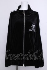 画像1: REFLEM / クロス刺繍ベロアジャージ  黒ｘ白 S-26-10-22-035-PU-CO-HR-ZS (1)