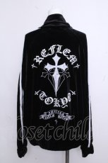 画像2: REFLEM / クロス刺繍ベロアジャージ  黒ｘ白 S-26-10-22-035-PU-CO-HR-ZS (2)