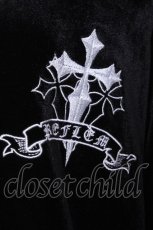 画像5: REFLEM / クロス刺繍ベロアジャージ  黒ｘ白 S-26-10-22-035-PU-CO-HR-ZS (5)