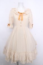 画像1: Amavel / Frilly Ribbonコットンワンピース  ベージュ S-26-10-22-042-CA-OP-HR-ZS (1)