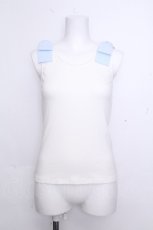 画像1: Amavel / 肩リボンリブタンクトップ  白ｘサックス S-26-10-22-023-CA-BL-HR-ZS (1)