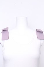 画像4: Amavel / 肩リボンリブタンクトップ  白ｘラベンダー S-26-10-22-024-CA-BL-HR-ZS (4)