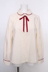 画像1: Fi.n.t / タイ付き細パイピングドットブラウス  オフＸ赤 S-26-10-24-003-CA-BL-AS-ZS (1)