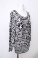 画像3: GLAD NEWS / スカルワッペンニット  黒ｘ白 S-26-10-24-025-PU-TO-HR-ZS (3)
