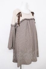 画像3: axes femme / ヨーク切替千鳥柄カットチュニ  ブラウン S-26-10-24-045-AX-OP-AS-ZS (3)