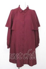画像1: axes femme / ケープデザインワンピース  ワイン S-26-10-24-050-AX-OP-AS-ZS (1)