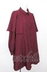 画像3: axes femme / ケープデザインワンピース  ワイン S-26-10-24-050-AX-OP-AS-ZS (3)