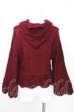 画像2: axes femme kawaii / ポンチョ風ニットプルオーバー  ワイン S-26-10-24-009-AX-JA-AS-ZS (2)