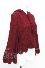 画像3: axes femme kawaii / ポンチョ風ニットプルオーバー  ワイン S-26-10-24-009-AX-JA-AS-ZS (3)