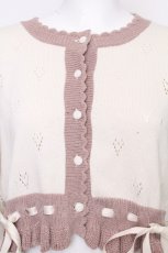 画像4: axes femme POETIQUE / ハート透かし編みニットカーディガン  キナリｘピンク S-26-10-24-019-AX-TO-HR-ZS (4)