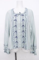 画像1: PINK HOUSE / リボン通しローンブラウス  サックス S-26-10-26-033-LO-BL-AS-ZS (1)
