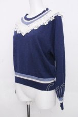 画像3: Jane Marple / Vネックレースニット  紺 S-26-10-26-037-JM-TO-AS-ZS (3)