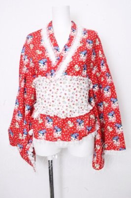 Preview of Red Childish Kimono Yukata Tops  赤