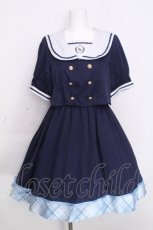 画像1: Amavel / エンブレム刺繍セーラーワンピース  紺 S-26-10-28-032-CA-OP-AS-ZS (1)