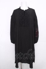 画像1: axes femme / チャイナ釦ロングシャツワンピース  黒 S-26-10-28-043-AX-OP-HR-ZS (1)