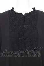 画像3: axes femme / チャイナ釦ロングシャツワンピース  黒 S-26-10-28-043-AX-OP-HR-ZS (3)