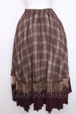 画像2: axes femme POETIQUE / チェック切替プリーツスカート  ブラウン S-26-10-28-055-AX-SK-HR-ZS (2)