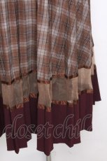 画像3: axes femme POETIQUE / チェック切替プリーツスカート  ブラウン S-26-10-28-055-AX-SK-HR-ZS (3)