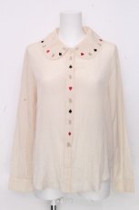 画像1: Jane Marple / トランプマーク刺繍ブラウス  オフ S-26-10-28-009-JM-BL-AS-ZS (1)