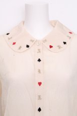 画像3: Jane Marple / トランプマーク刺繍ブラウス  オフ S-26-10-28-009-JM-BL-AS-ZS (3)
