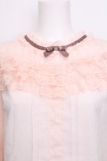 画像3: axes femme POETIQUE / レーシーフリルスタンドブラウス  ピンク S-26-10-28-011-AX-TO-AS-ZS (3)