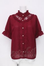画像1: axes femme / ローズカメオ×ジャボブラウス  ワイン S-26-10-28-012-AX-BL-HR-ZS (1)