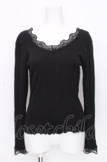画像1: axes femme POETIQUE / デコルテレースリブカットソー  黒 S-26-10-28-017-AX-BL-HR-ZS (1)