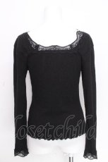 画像2: axes femme POETIQUE / デコルテレースリブカットソー  黒 S-26-10-28-017-AX-BL-HR-ZS (2)