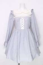 画像1: Ank Rouge / チェックフリルワンピース  サックス S-26-10-28-025-CA-OP-AS-ZS (1)