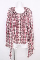 画像1: PINK HOUSE / チェックリボンタイブラウス  オフｘ赤 S-26-10-29-013-LO-BL-HR-ZS (1)