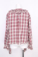 画像2: PINK HOUSE / チェックリボンタイブラウス  オフｘ赤 S-26-10-29-013-LO-BL-HR-ZS (2)