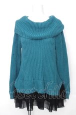 画像1: axes femme / 裾シフォンニット  グリーンｘ黒 S-26-10-30-034-AX-TO-HR-ZS (1)
