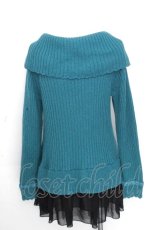 画像2: axes femme / 裾シフォンニット  グリーンｘ黒 S-26-10-30-034-AX-TO-HR-ZS (2)