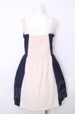 画像2: axes femme POETIQUE / バイカラージャンパースカート  紺ｘベージュ S-26-10-30-046-AX-TO-HR-ZS (2)