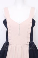 画像3: axes femme POETIQUE / バイカラージャンパースカート  紺ｘベージュ S-26-10-30-046-AX-TO-HR-ZS (3)