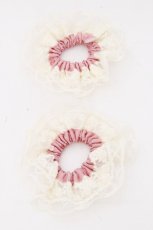 画像2: m petit by misako / AMレース2Pシュシュ  アイボリーｘピンク S-26-10-30-013-LO-ZA-HR-ZS (2)
