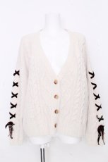 画像1: axes femme / レースアップニットカーディガン  アイボリー S-26-10-30-024-AX-TO-HR-ZS (1)